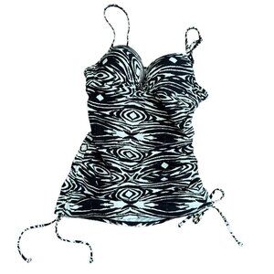 Assets‎ by SPANX Tankini Top Padded Swimming Black White M Shapewear